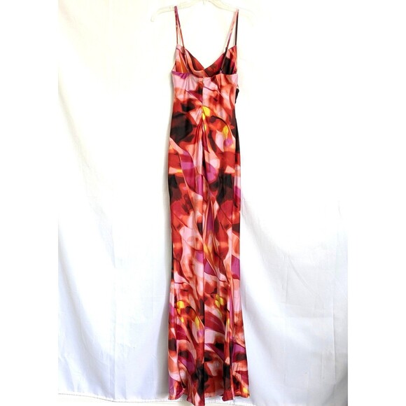 Fashion Nova Juniper Satin Maxi Dress Size S NWT Tropical Hawaiian Colorful - Picture 5 of 13